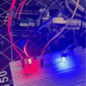 Activating multiple LEDs on the breadboard.